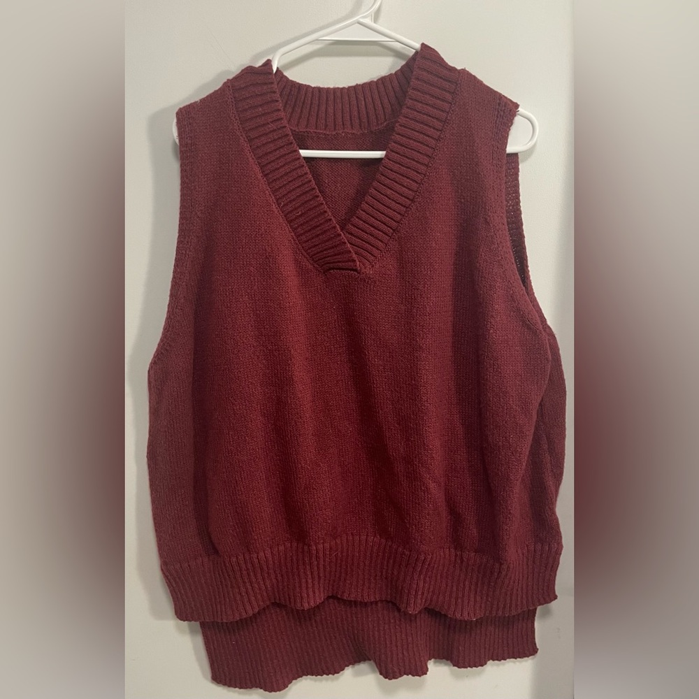 SHEIN Red V-Neck Sweater Classic Knit